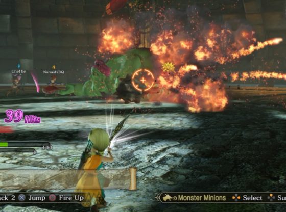 Dragon Quest Heroes II Firing Explosive Arrows at Boss